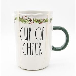 Rae Dunn Christmas Mug, Cup Of Cheer 16oz Ceramic Cup with Lid